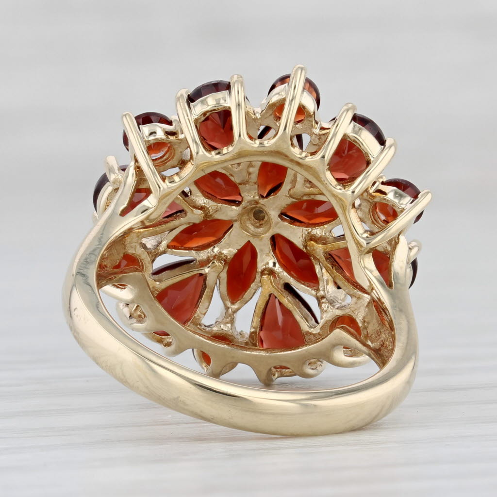 Light Gray 5.65ctw Garnet Flower Cluster Ring 10k Yellow Gold Size 7 Cocktail