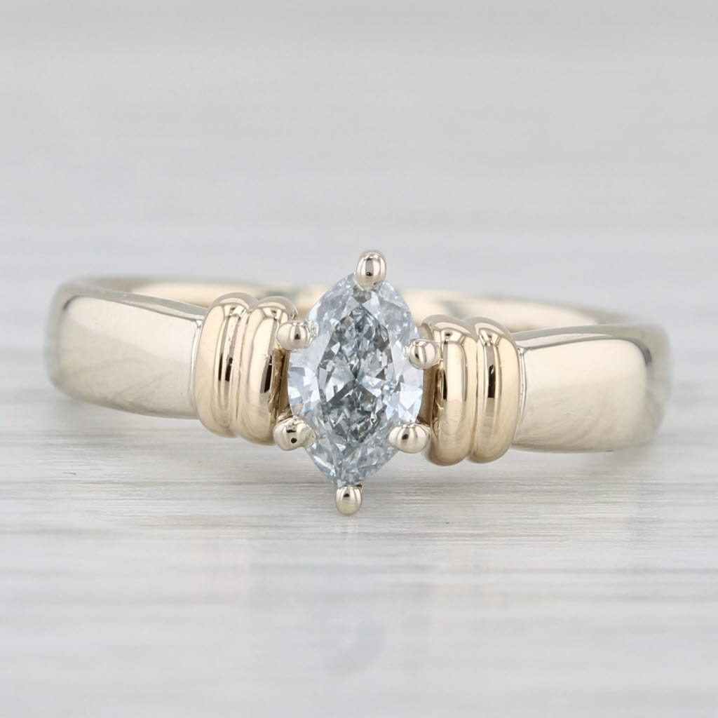 Light Gray 0.35ctw Marquise Diamond Solitaire Ring 14k Yellow Gold