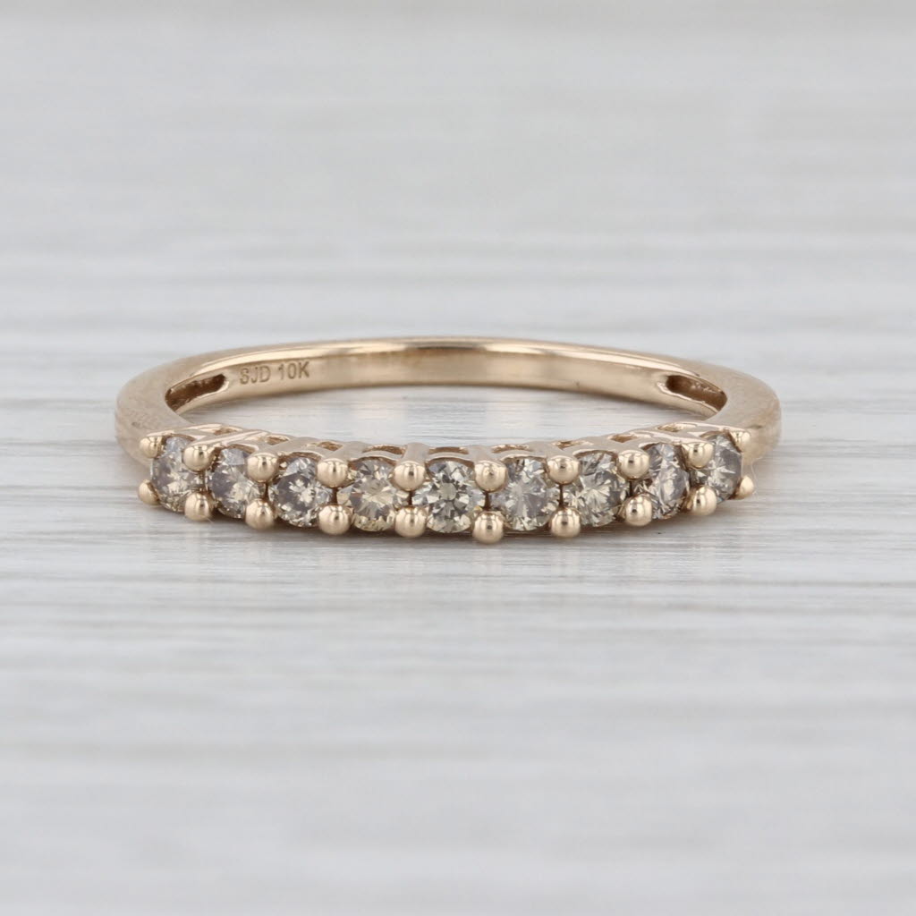 0.40ctw Champagne Diamond Wedding Band 10k Yellow Gold Size 8 Stackable Ring