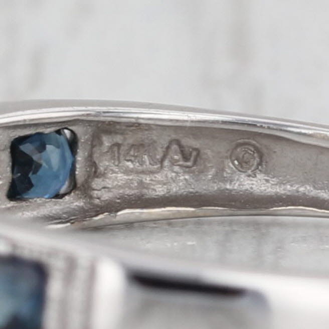 0.52ctw Blue Sapphire Diamond Ring 14k White Gold Stackable Wedding Band Sz 6.75