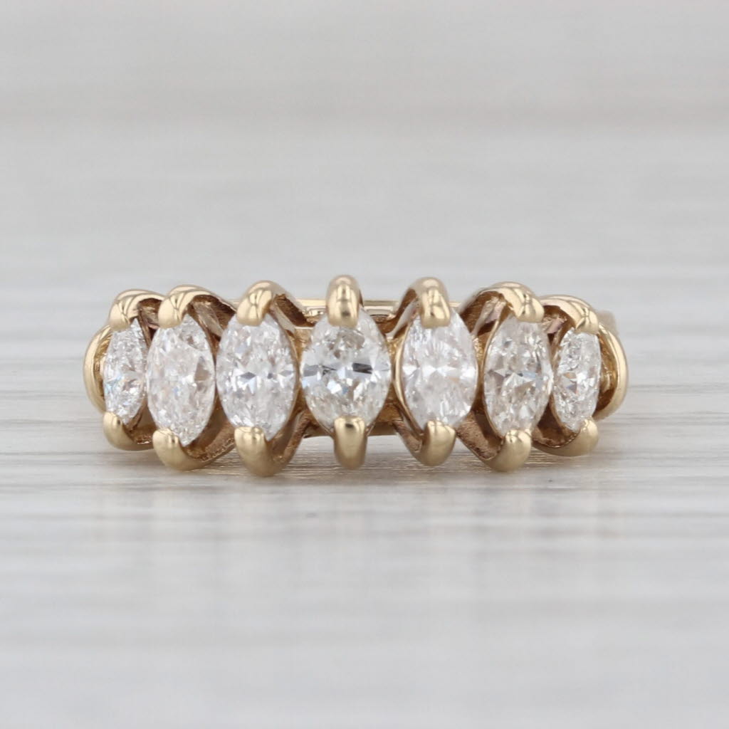 1ctw Marquise Diamond Ring 14k Yellow Gold Stackable Wedding Anniversary Band