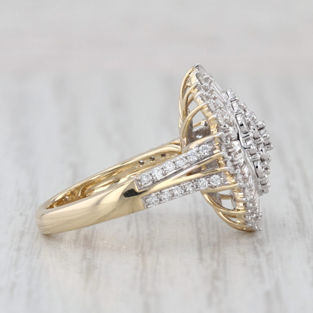 1.13ctw Diamond Cluster Halo Ring 14k Yellow Gold Size 6.25