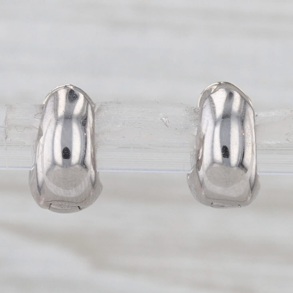 0.54ctw Diamond Huggie Hoop Earrings 14k White Gold Hinged Small Round Hoops
