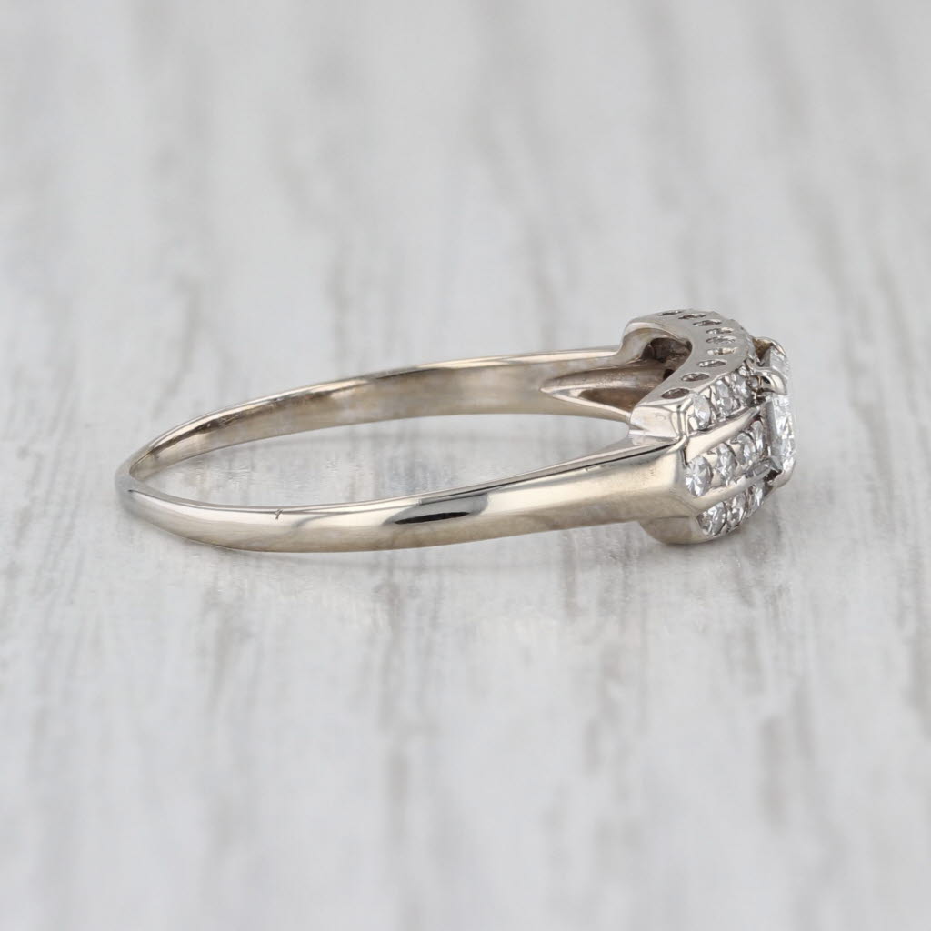 Vintage 0.62ctw Diamond Engagement Ring 14k White Gold Size 9.5 Stackable