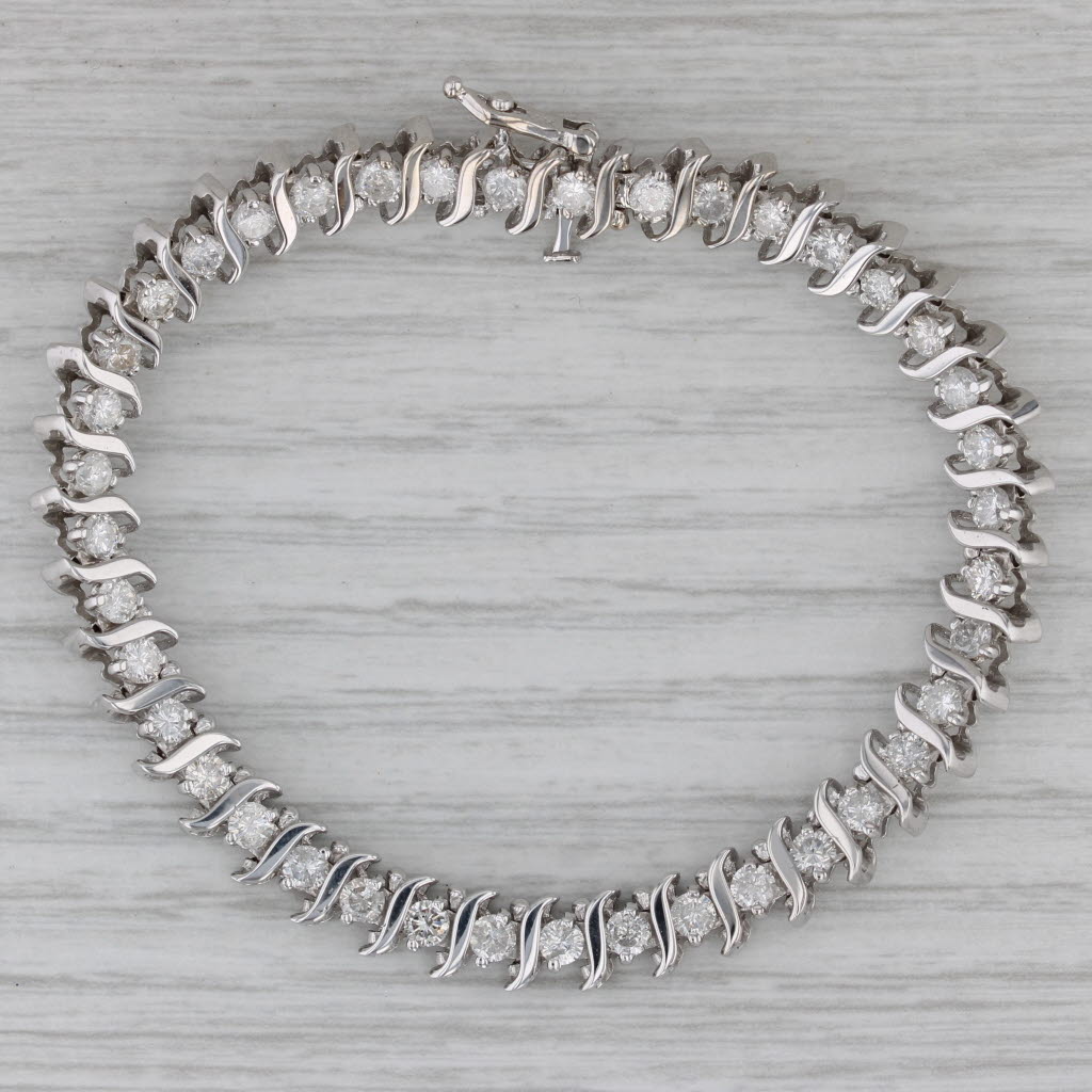 Gray 4ctw Diamond Tennis Bracelet 14k White Gold 6.75" 6.3mm