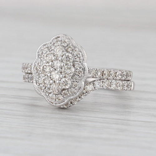 Vintage Bridal 1ctw Diamond Halo Engagement Ring Wedding Band 10k Gold Size 7