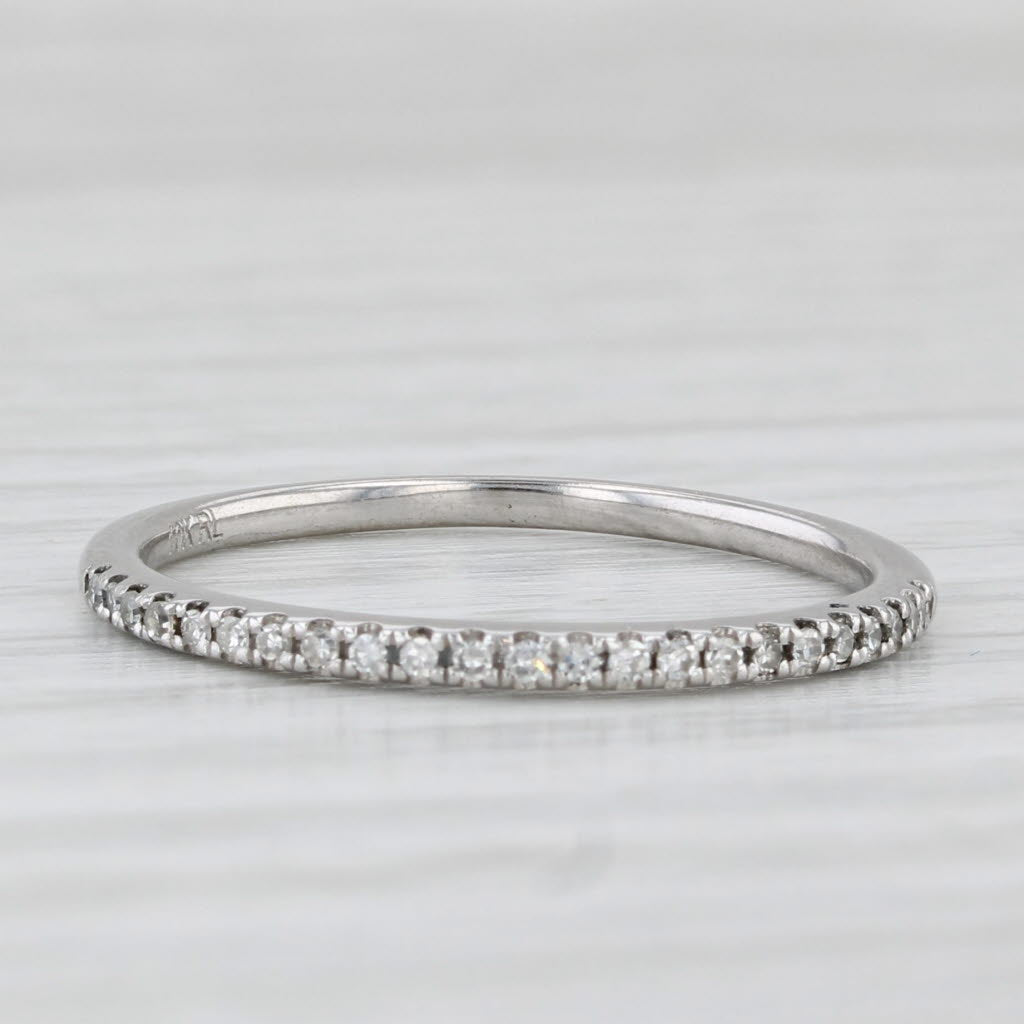 Light Gray 0.10ctw Diamond Wedding Band 10k White Gold Size 7 Stackable Ring