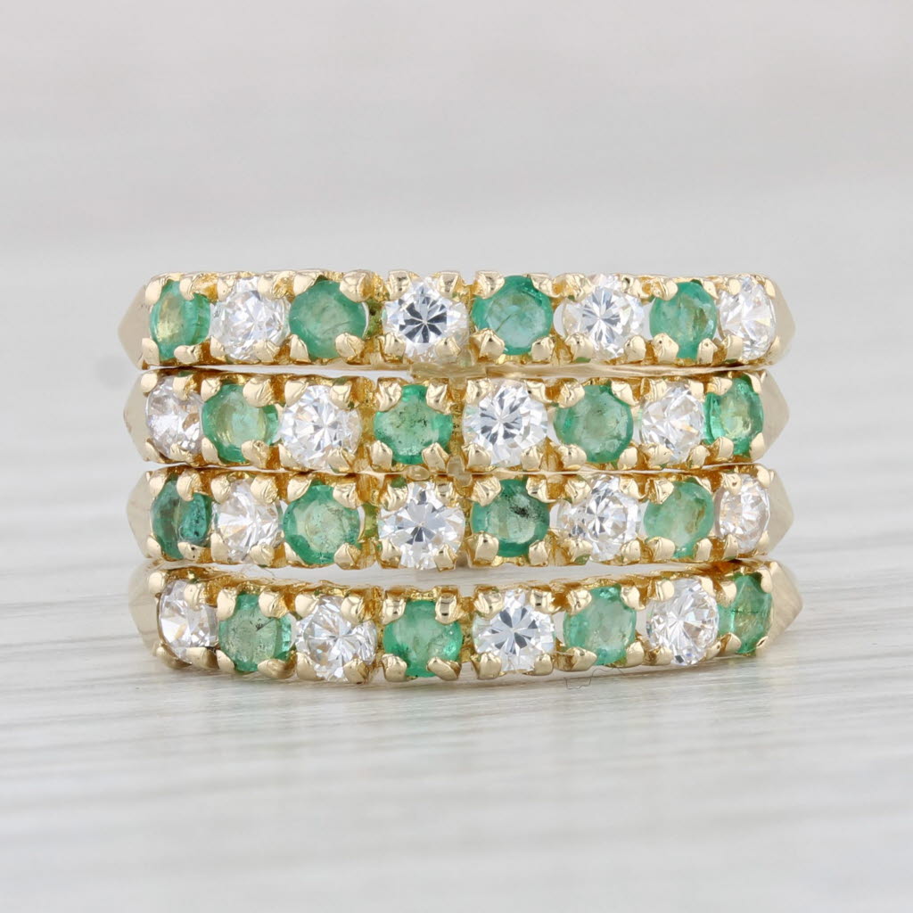 Light Gray 1.30ctw Emerald Cubic Zirconia Multi-Band Harem Ring 14k Yellow Gold Size 7