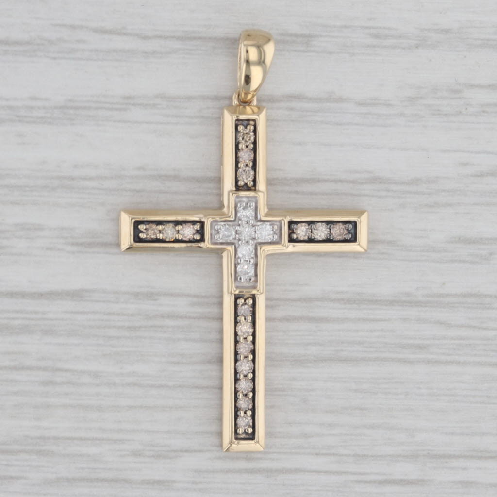 Gray 0.36ctw Diamond Cross Pendant 10k Yellow Gold