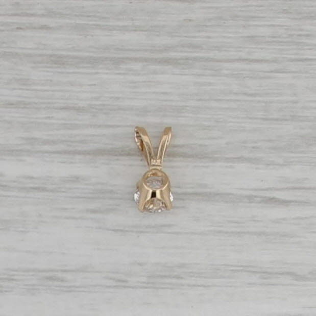 0.32ct Diamond Round Solitaire Pendant 14k Yellow Gold Small Drop