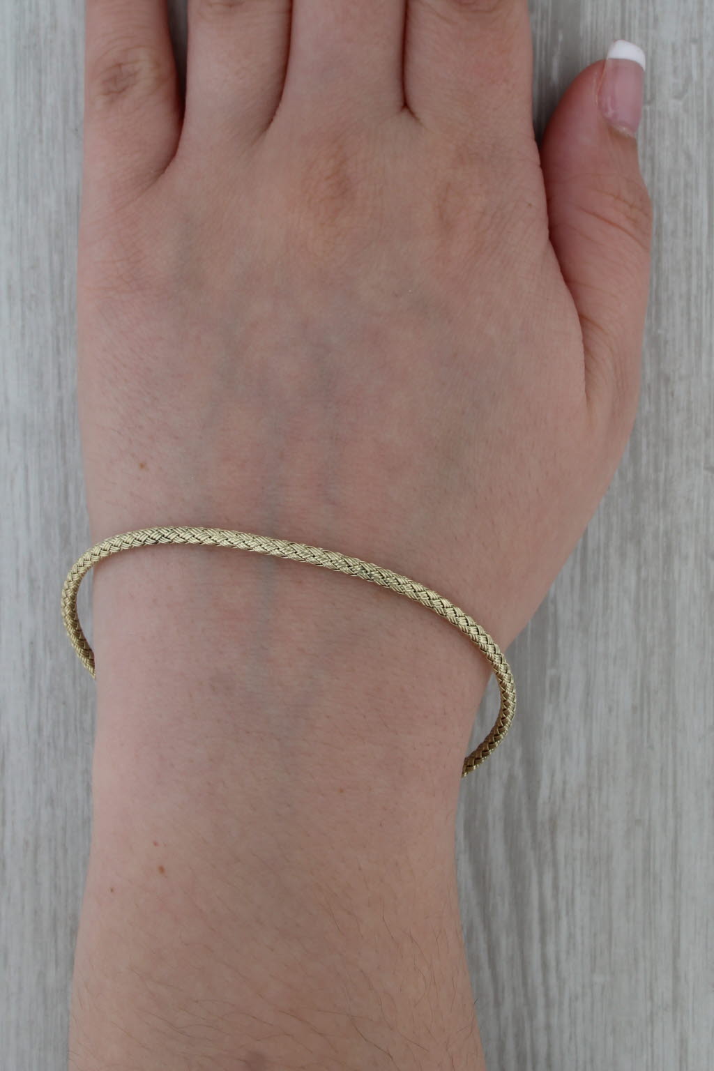 Flexible Woven Bangle Bracelet 14k Yellow Gold 6.25" 2.6mm