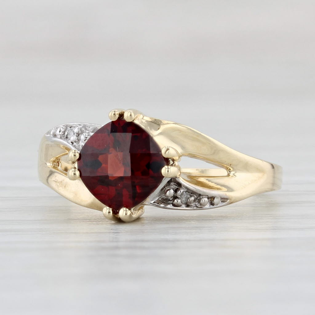 Light Gray 1.30ctw Lab Created Ruby Ring 10k Yellow Gold Size 5 Diamond Accents