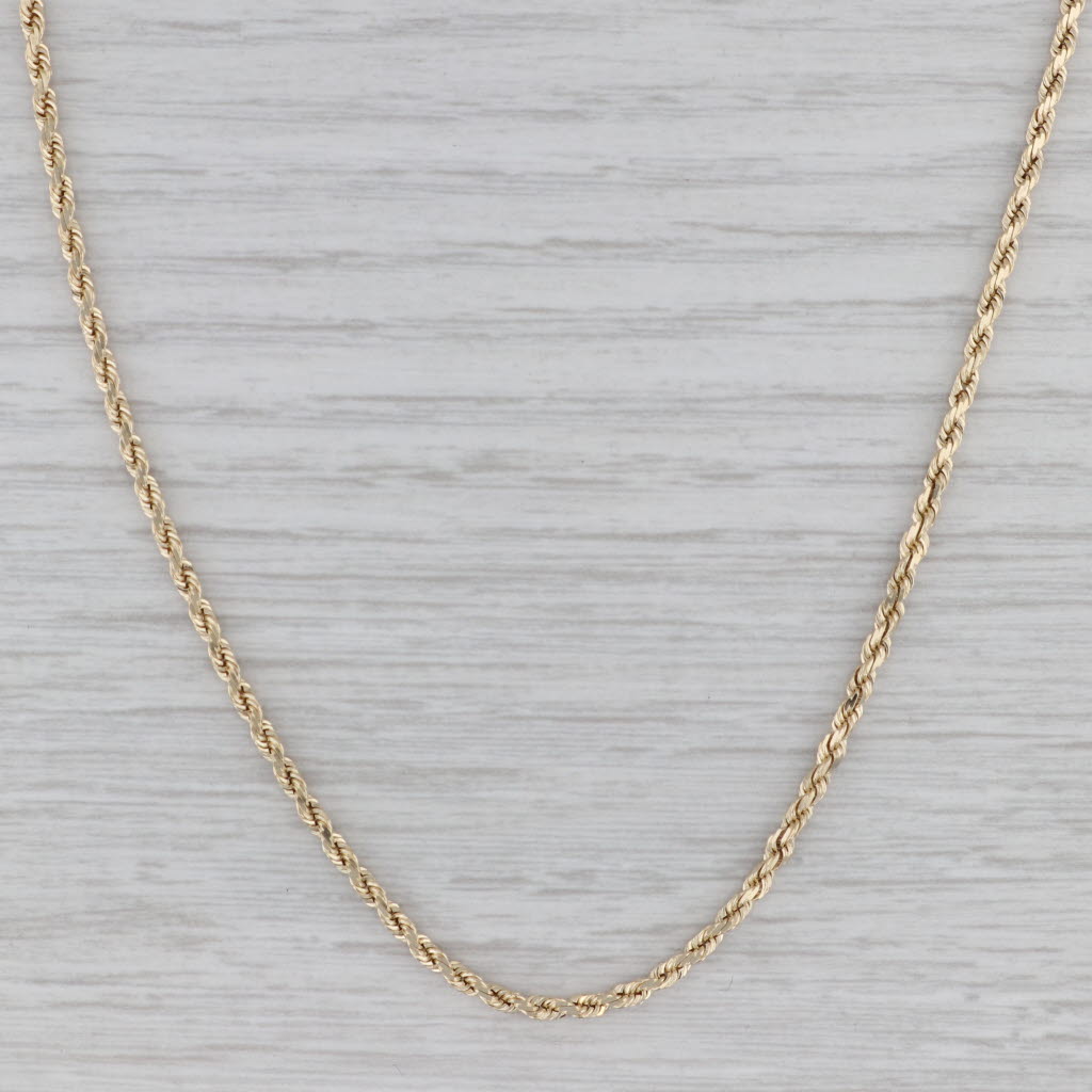 Gray 24.25" Rope Chain Necklace 14k Yellow Gold 1.8mm Lobster Clasp