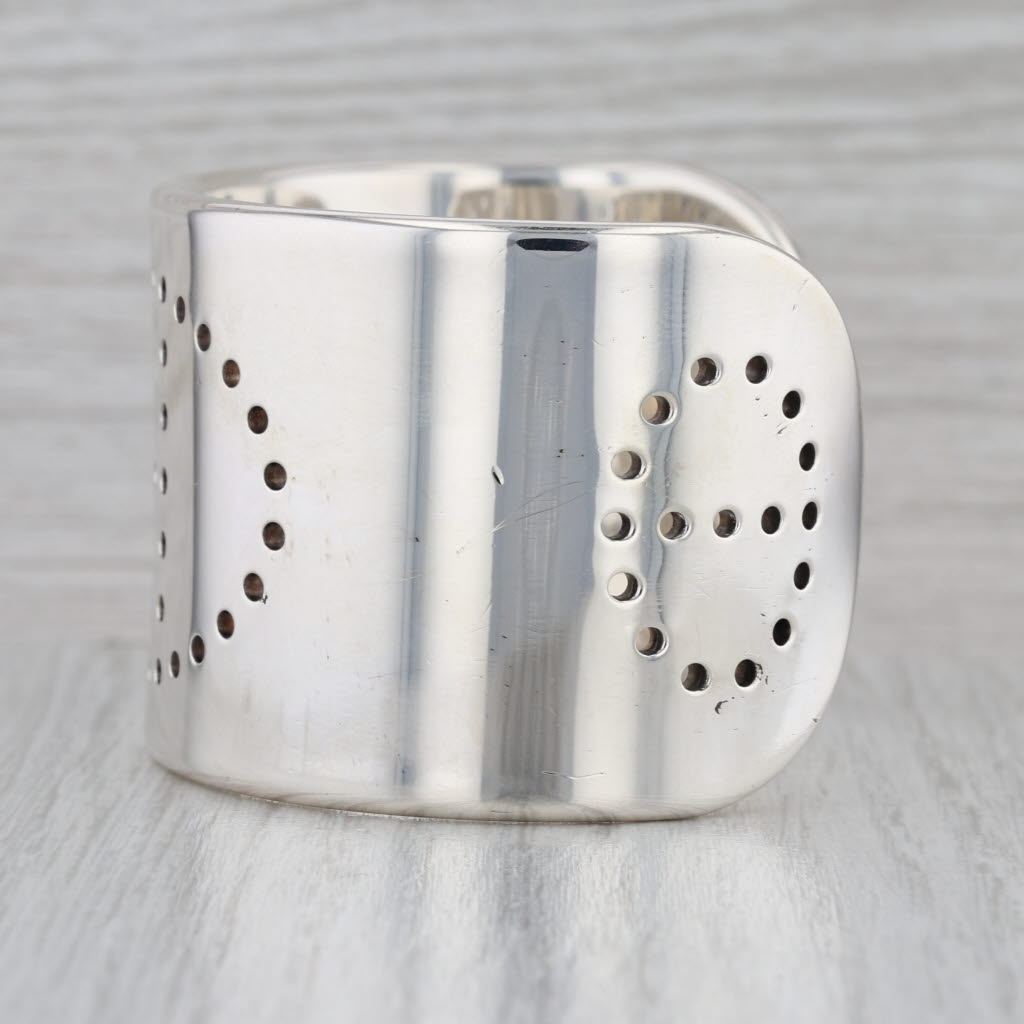 Hermes Eclips Eclypse Cuff Bracelet Sterling Silver Statement Dot Accents