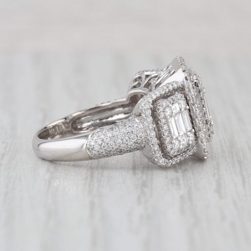 3.53ctw Diamond Halo Ring 18k White Gold Size 7 Engagement Cocktail