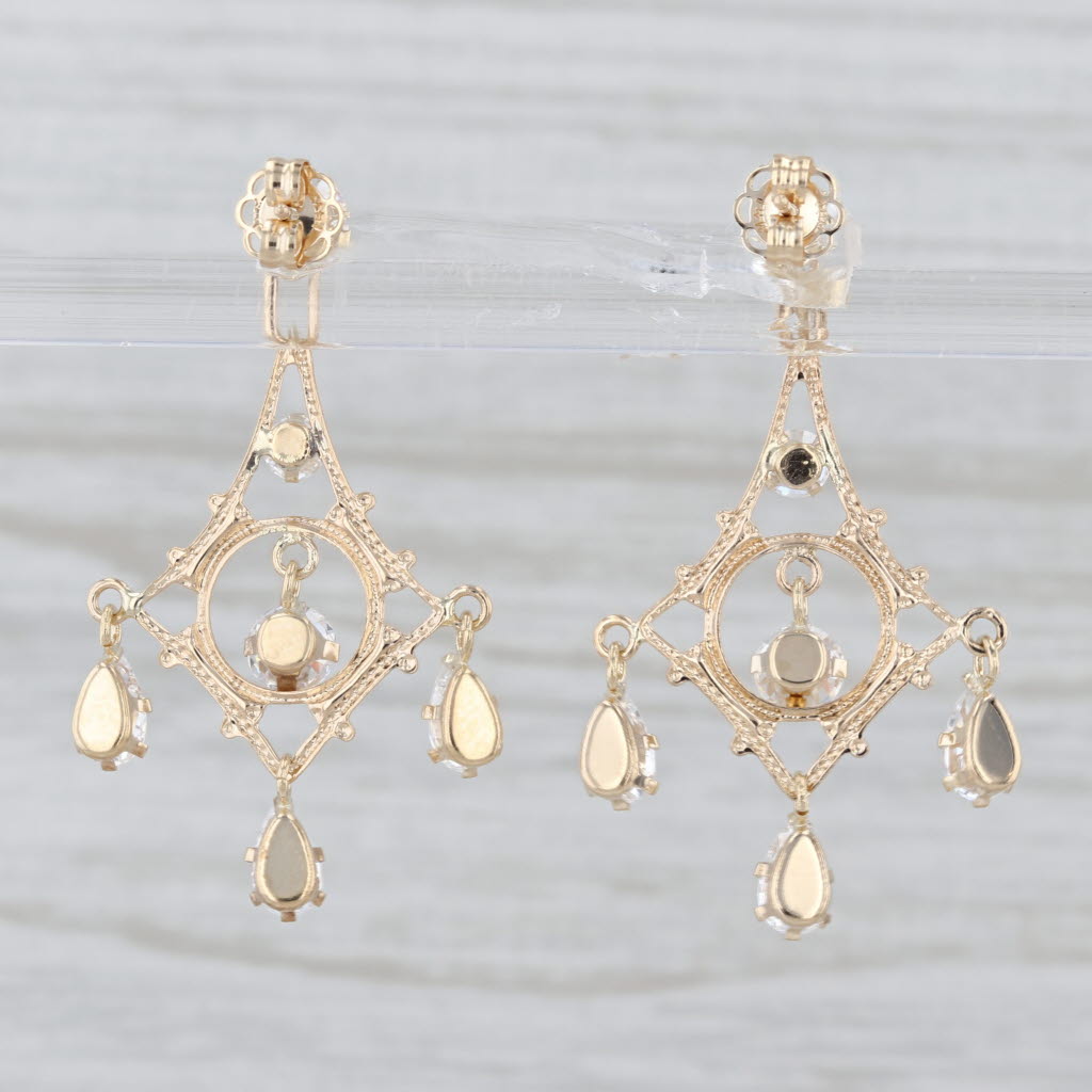 2.48ctw Cubic Zirconia Chandeliere Dangle Earrings 14k Yellow Gold Drops