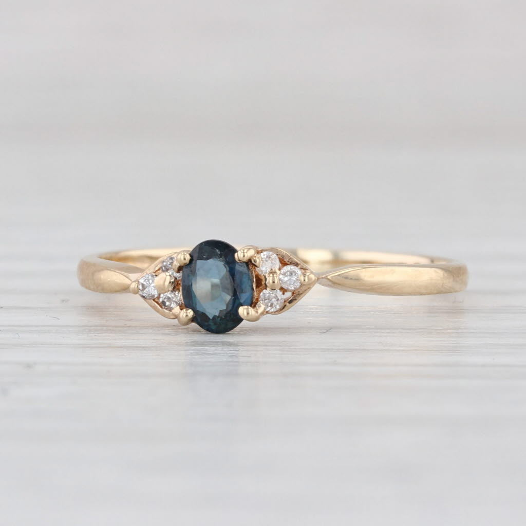 0.23ctw Blue Sapphire Diamond Ring 14k Yellow Gold Size 6.25