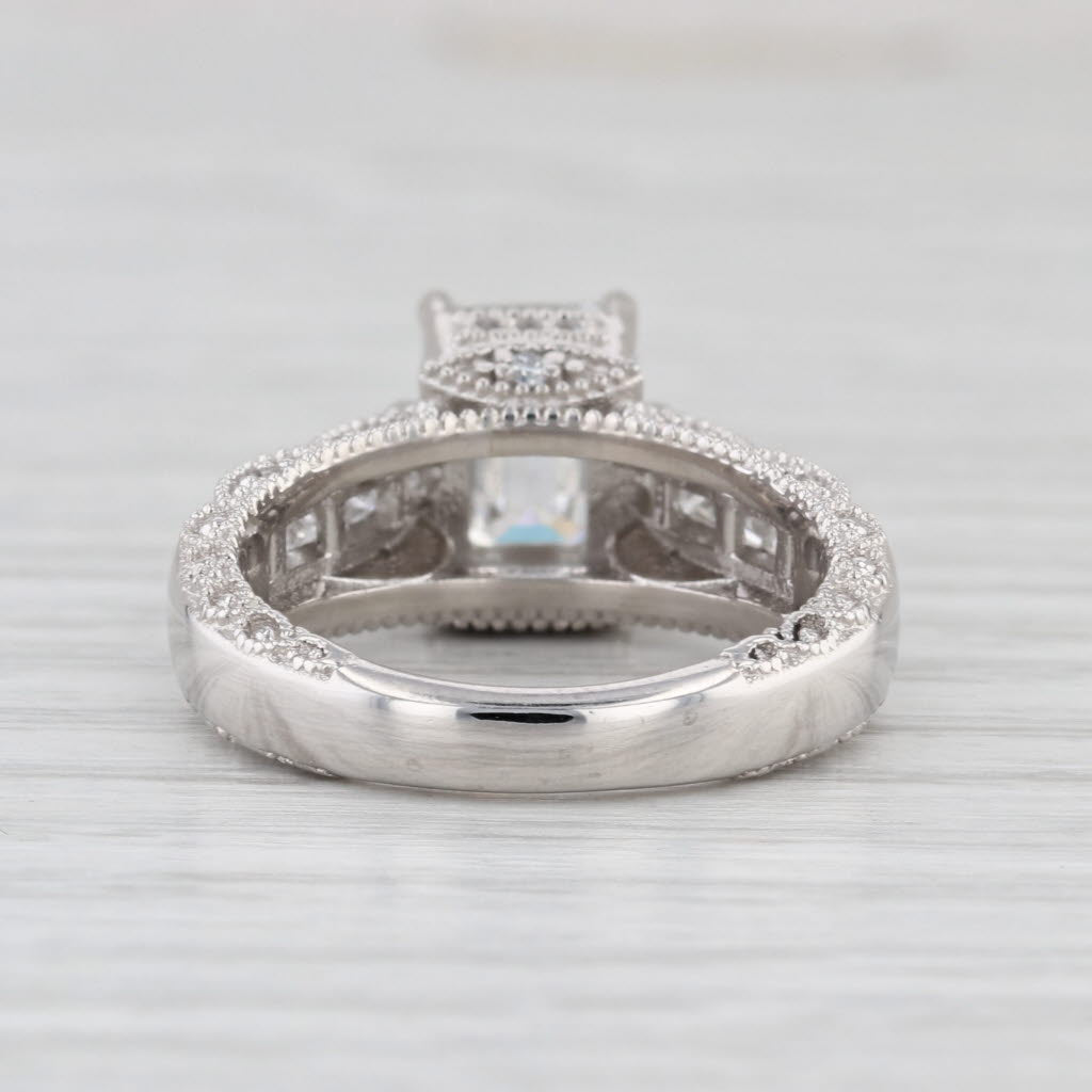 GIA 2.96ctw Emerald Diamond Ornate Diamond Engagement Ring Platinum Size 6.5
