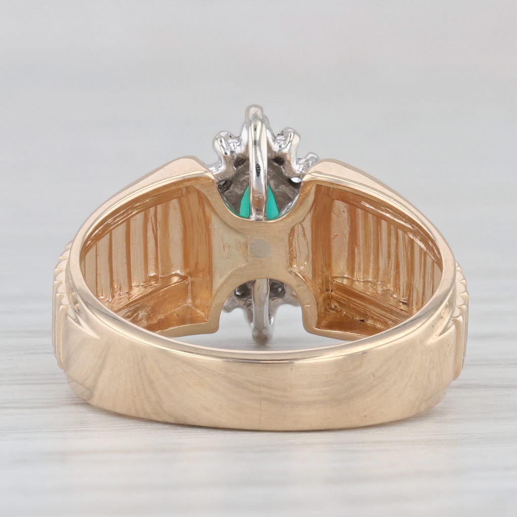 Light Gray 0.47ctw Lab Created Emerald Diamond Halo Ring 14k Gold Beveled Band Size 6.5