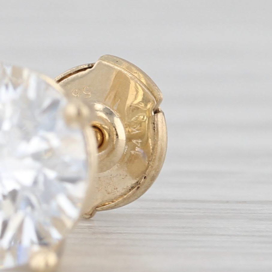 New IGI 4.02ctw Lab Grown Round Diamond Stud Earrings 14k Gold Solitaire Studs