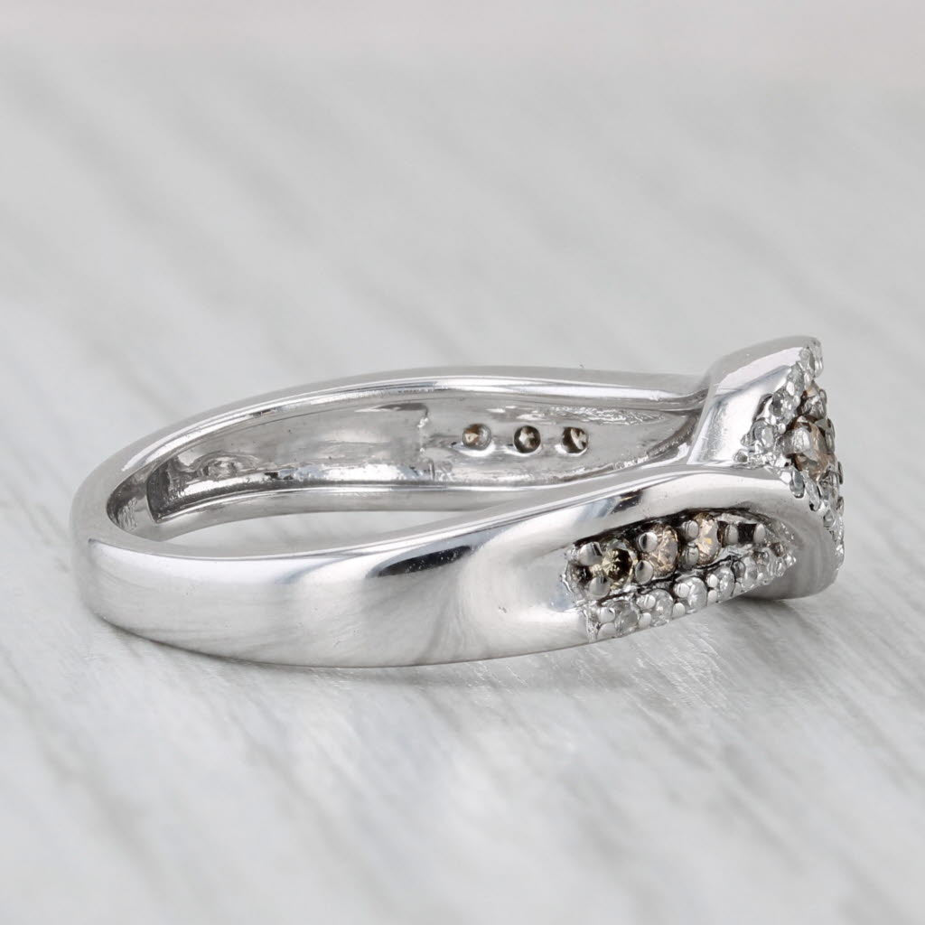 Light Gray 0.39ctw Champagne White Diamond Bypass Ring 10k White Gold Size 7 WDC