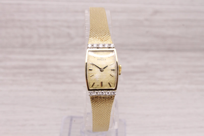 Vintage 1960's Rolex 8420 Ladies 14k Solid Gold Diamond Cocktail Watch Serviced