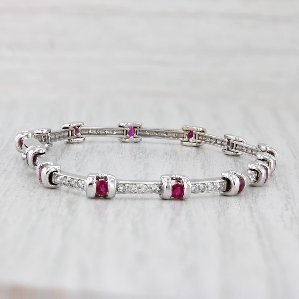 Light Gray 1.70ctw Ruby Diamond Tennis Bracelet 14k White Gold 6.75" 4mm