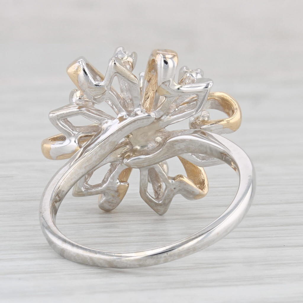 Light Gray 0.30ctw Diamond Flower Cluster Ring 14k Yellow White Gold Size 7 Cocktail