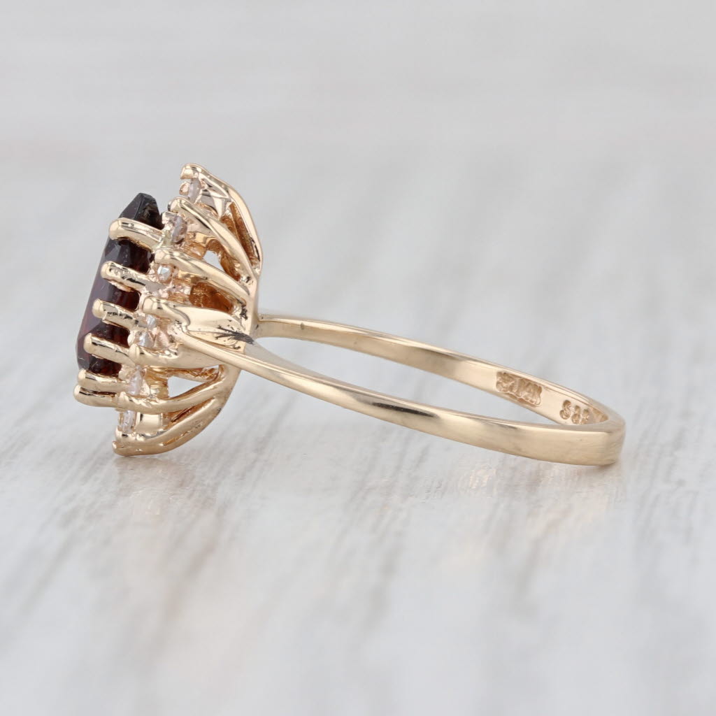 1.84ctw Pear Garnet Diamond Halo Ring 14k Yellow Gold Size 5.75