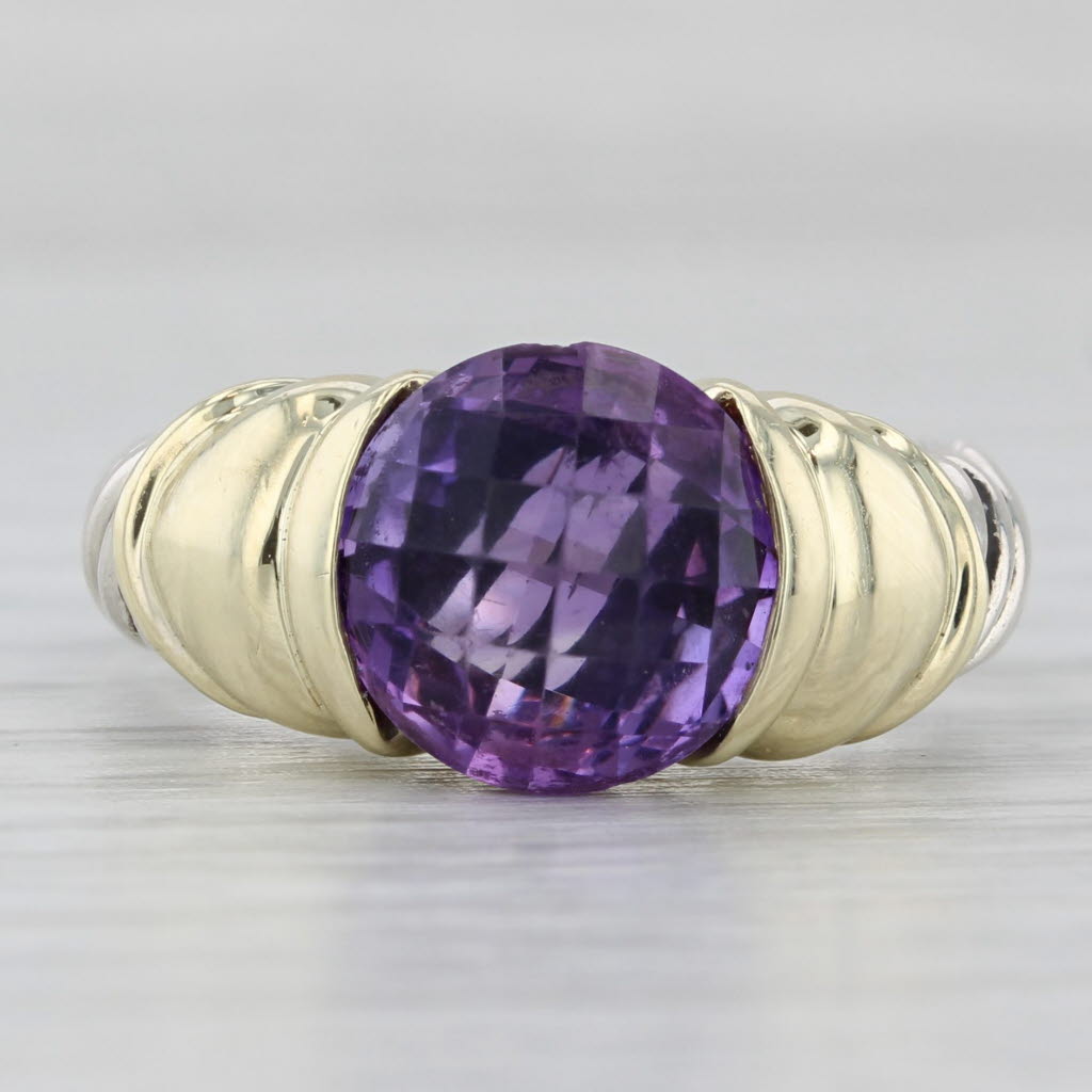 Light Gray David Yurman Amethyst Capri Ring Sterling Silver 14k Gold Size 7.5