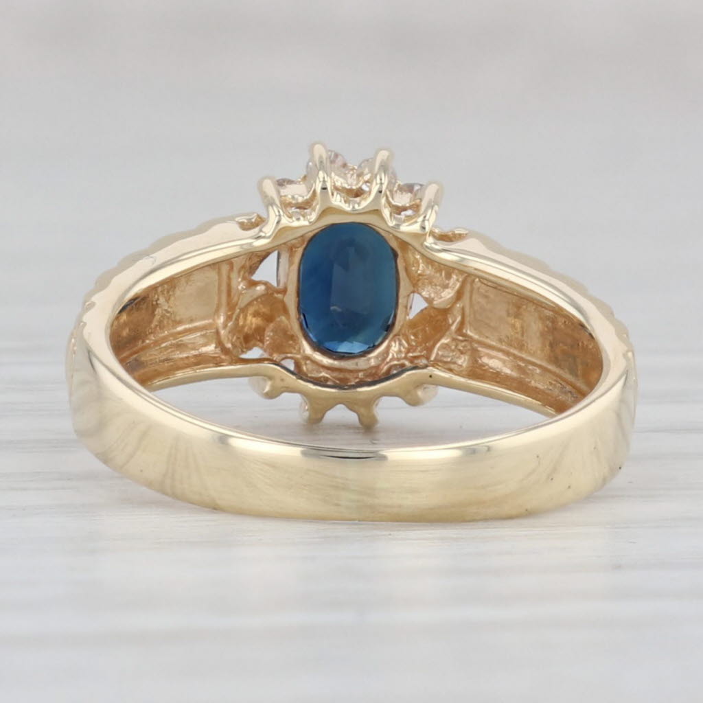 Light Gray 1.08ctw Blue Sapphire Diamond Ring 14k Yellow Gold Size 6.25 Engagement