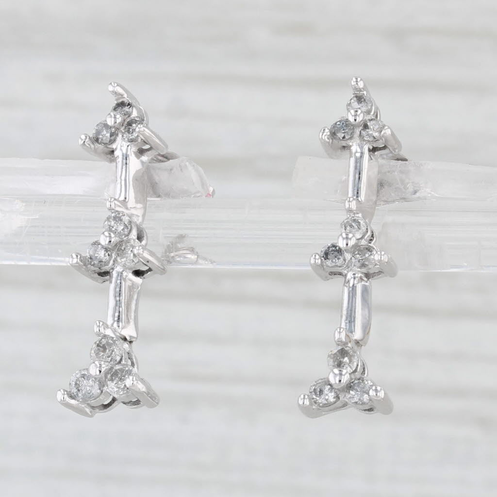 Light Gray 0.26ctw Diamond Journey Earrings 10k White Gold Drops