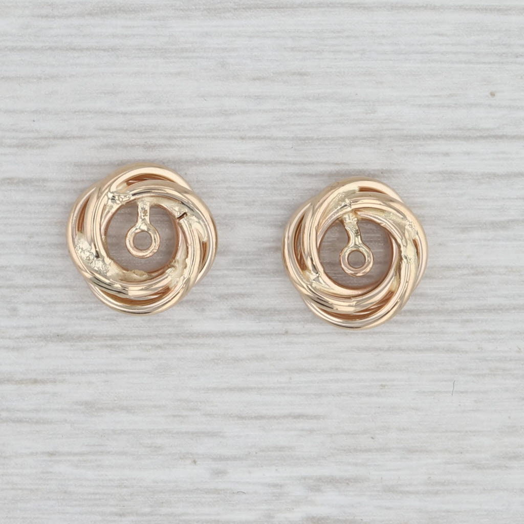 Light Gray Woven Knot Stud Earring Enhancers Jackets 14k Yellow Gold