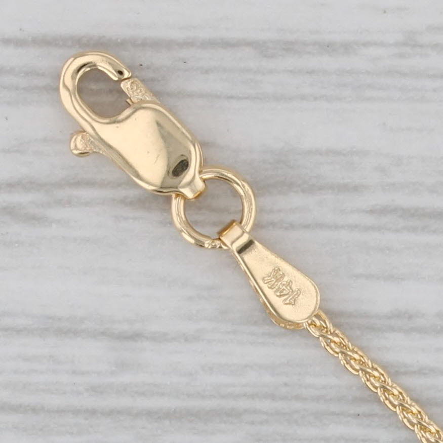 Gray New Round Wheat Chain 14k Yellow Gold 18" 1mm Lobster Clasp