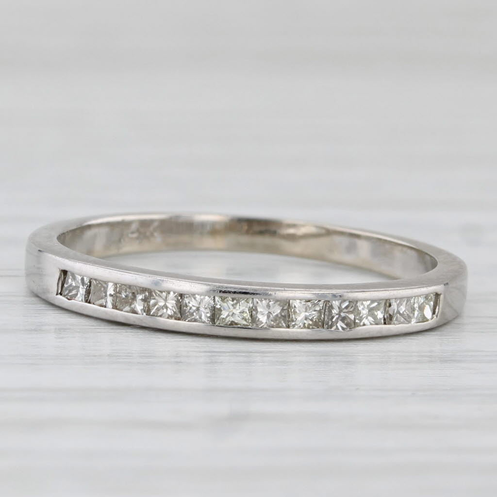 Light Gray 0.35ctw Channel Set Diamond Ring 14k White Gold Stackable Wedding Band Size 6.5