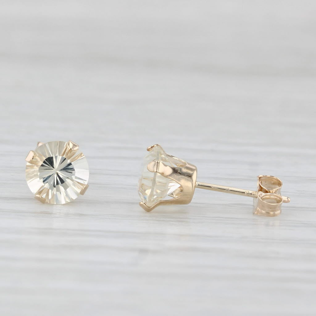 1.40ctw Labradorite Feldspar Round Solitaire Stud Earrings 10k Yellow Gold