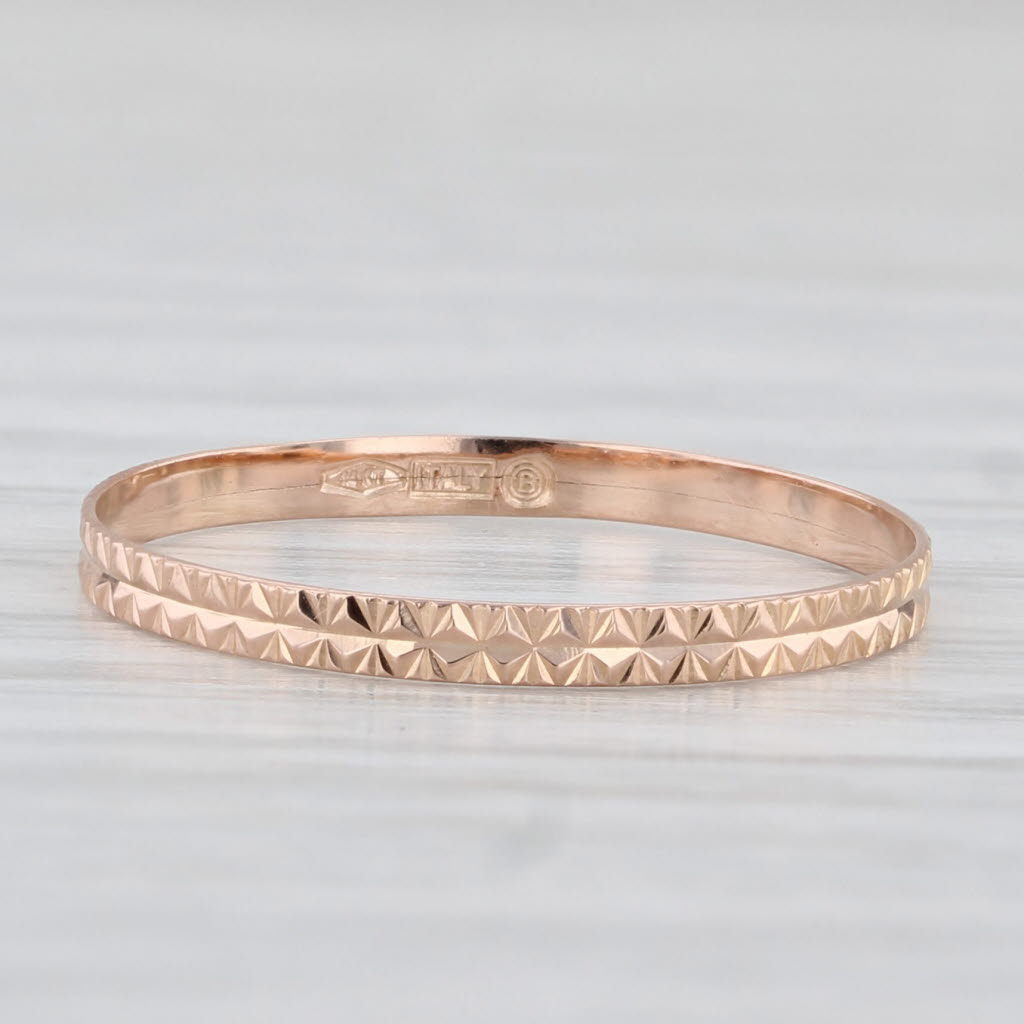 Patterned Rose Gold Band 14k Stackable Wedding Ring Size 6