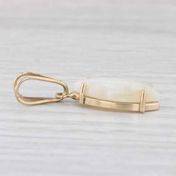Marquise Cabochon Opal Solitaire Pendant 14k Yellow Gold