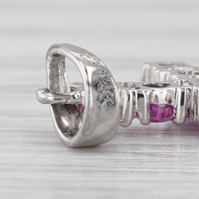 0.40ctw Pink Sapphire Ruby Cross Pendant 14k White Gold Small Drop