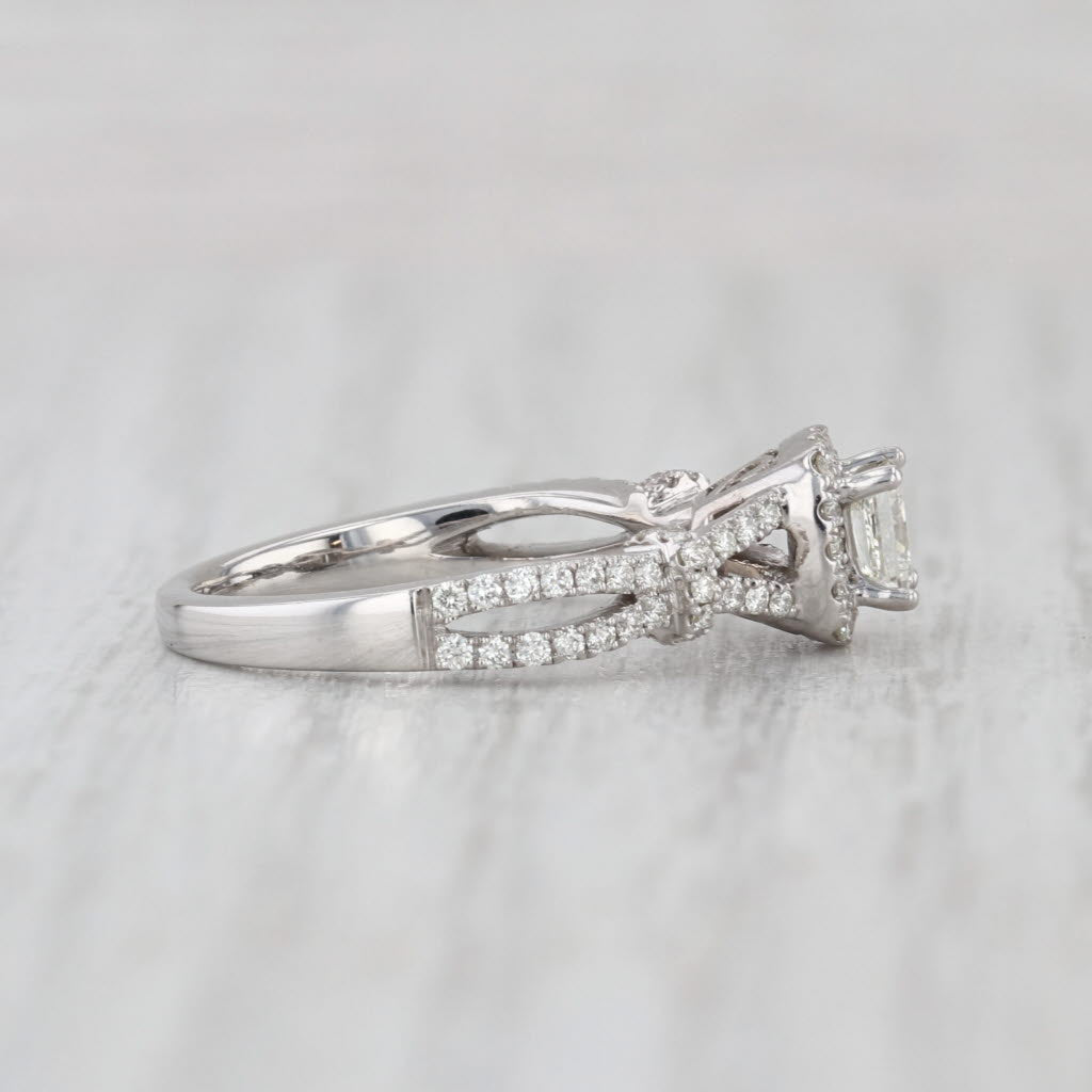 0.55ctw Princess Diamond Halo Engagement Ring 14k White Gold Size 4.75
