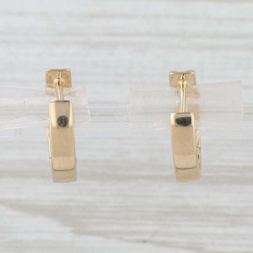 Light Gray 0.12ctw Diamond Hoop Huggie Earrings 14k Yellow Gold Hinged Snap Top Round Hoops