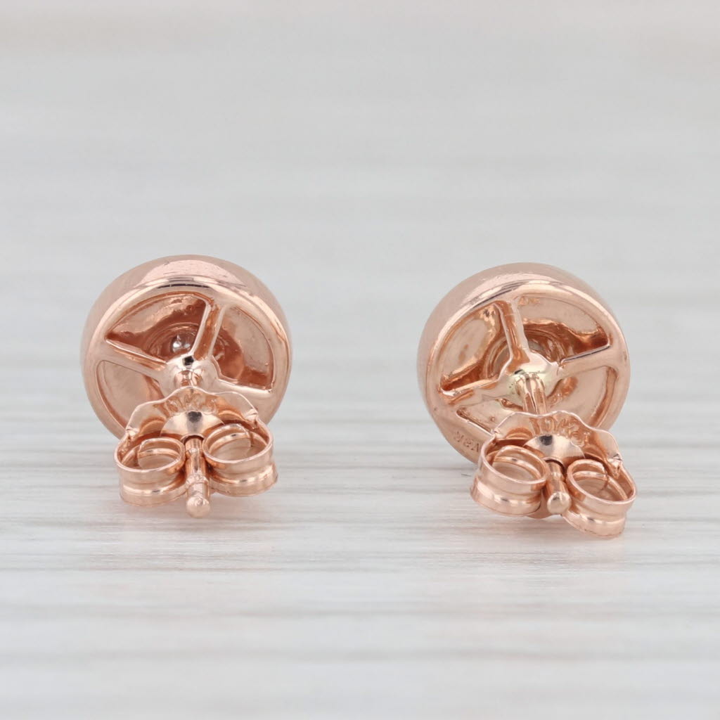 Light Gray Round Diamond Halo Stud Earrings 10k Rose Gold