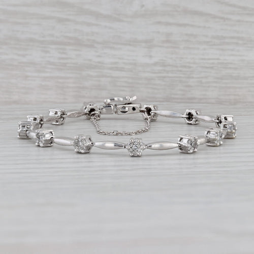 Gray 0.80ctw Diamond Bar Link Bracelet 14k White Gold 7" 4.5mm