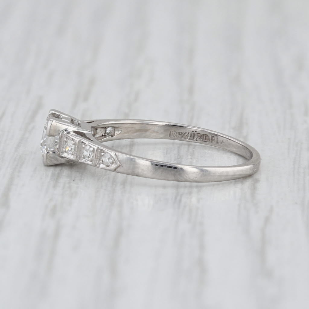 Vintage Art Deco 0.31ctw Transitional Round Diamond Engagement Ring Platinum