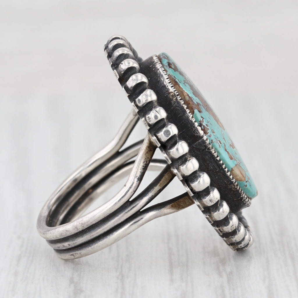 Vintage Turquoise Ring Sterling Silver Leon Martinez Navajo Native American