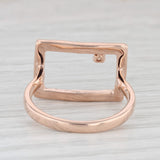 Diamond Accented Abstract Rectangle Ring Hammered 14k Rose Gold Size 6.75