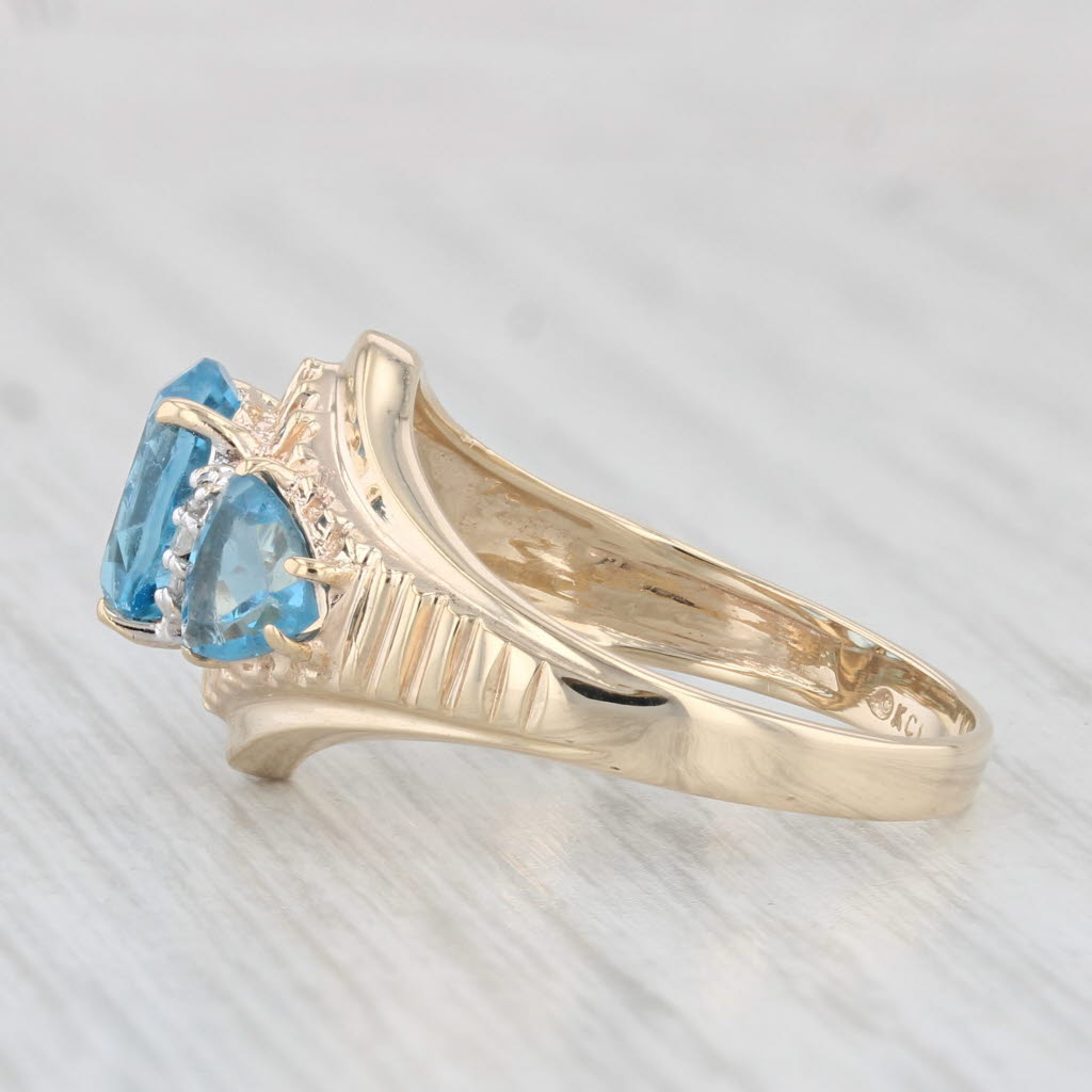 Light Gray 2.95ctw Blue Topaz Diamond Ring 10k Yellow Gold Size 7.75