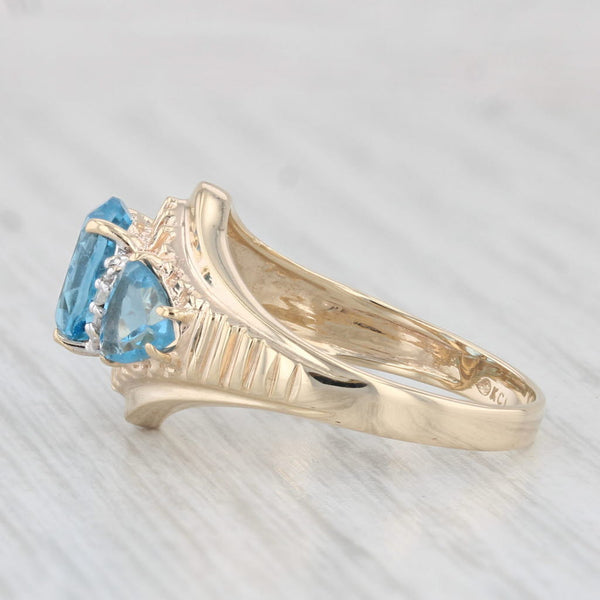 2.95ctw Blue Topaz Diamond Ring 10k Yellow Gold Size 7.75
