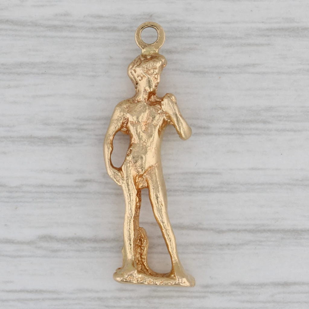 Gray Michelangelo's David Statue Charm 18k Yellow Gold Florence Italy Souvenir