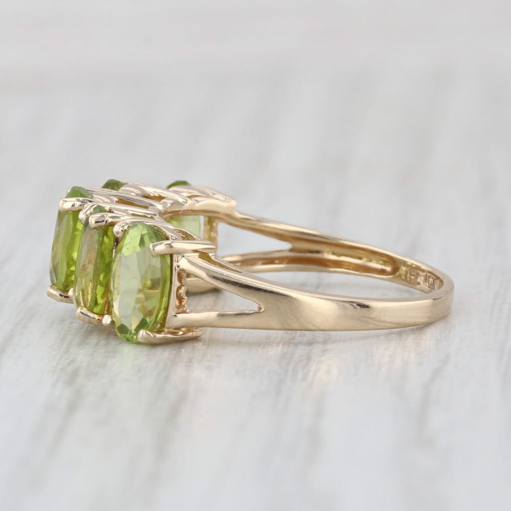 4ctw Peridot 5-Stone Ring 10k Yellow Gold Size 7 Tiered